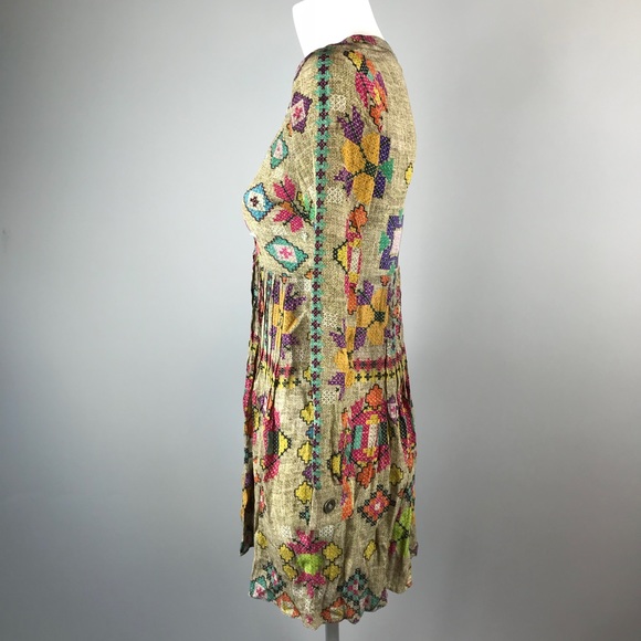 Anthro Hemant & Nandita Prima Dress Beaded Silk - Picture 5 of 8